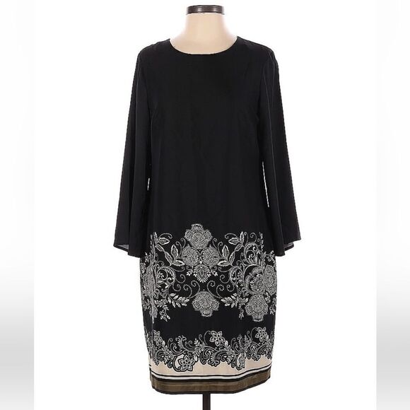 Vince Camuto black patterned dress, size 4 - Picture 1 of 4